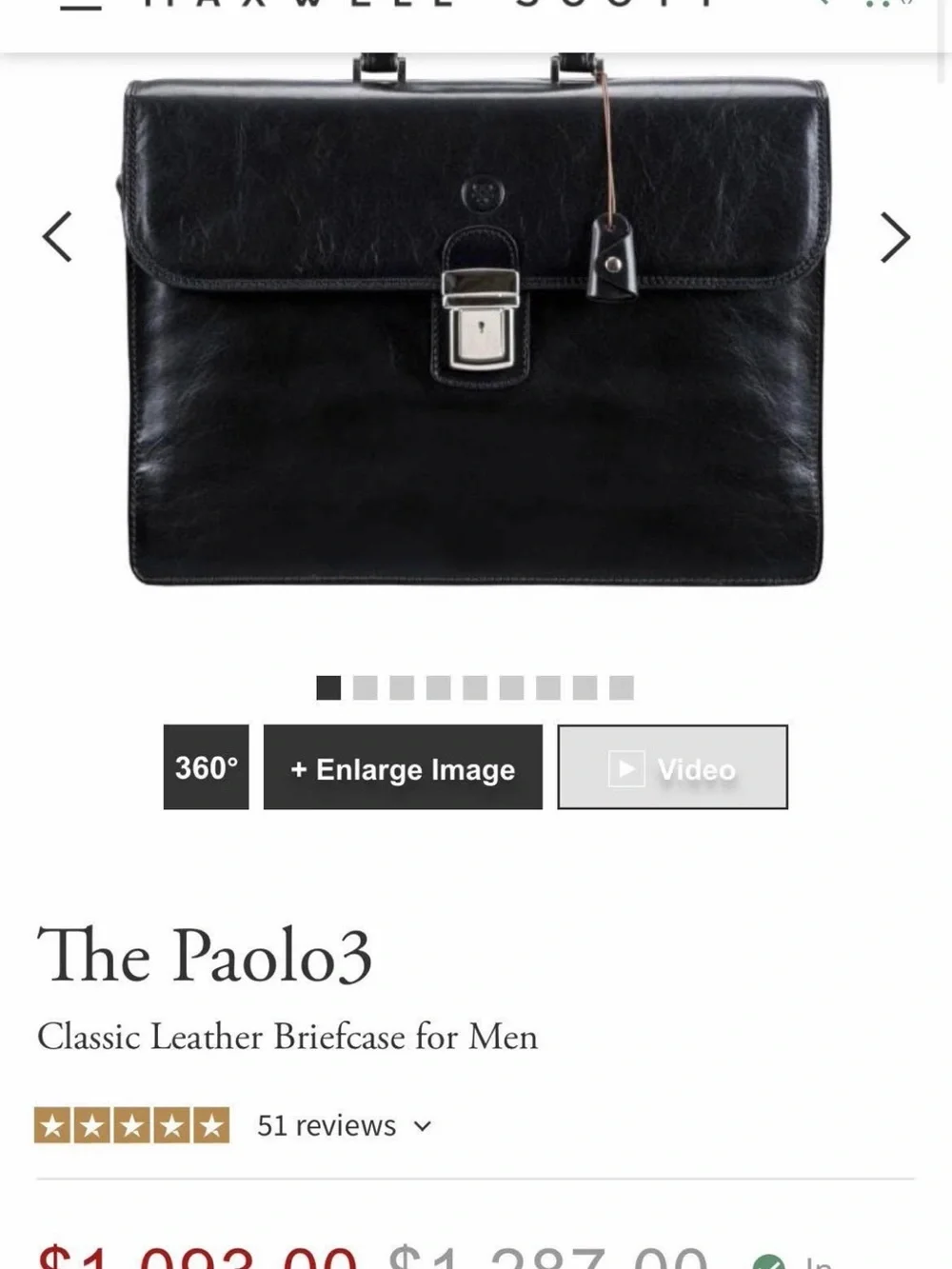 The Paolo3 Classic Leather Briefcase for Men - Black